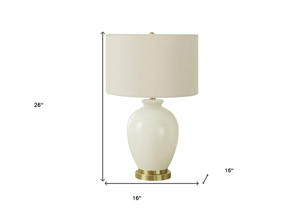 HomeRoots 26" Gold and Ivory Ceramic Urn Table Lamp – Elegant Cream Shade for Ambient Lighting in Any Space 545812