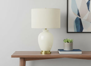 HomeRoots 26" Gold and Ivory Ceramic Urn Table Lamp – Elegant Cream Shade for Ambient Lighting in Any Space 545812