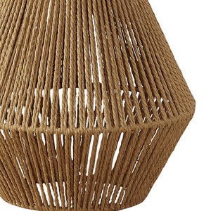 Homeroots 22" Brown Rattan Geometric Table Lamp With Beige Drum Shade   545814