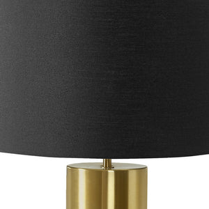 Homeroots 25" Black And Gold Concrete Cylinder Table Lamp With Black Drum Shade   545815