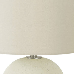 Homeroots 18" Cream Ceramic Round Table Lamp With Cream Drum Shade   545816