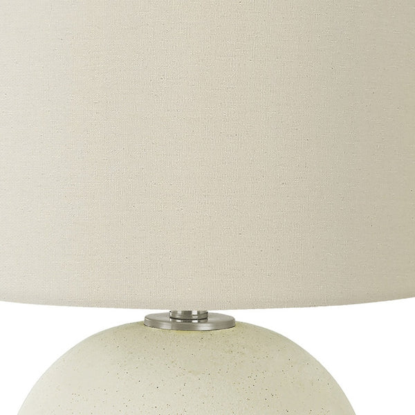 Homeroots 18" Cream Ceramic Round Table Lamp With Cream Drum Shade   545816