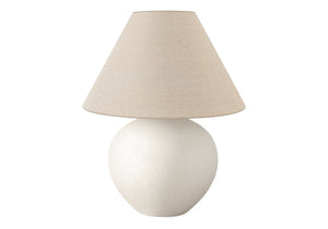 Homeroots 16" Cream Ceramic Round Table Lamp With Cream Empire Shade   545817