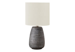 Homeroots 19" Gray Ceramic Round Table Lamp With Ivory Drum Shade   545819