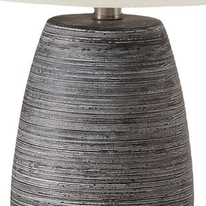 Homeroots 19" Gray Ceramic Round Table Lamp With Ivory Drum Shade   545819