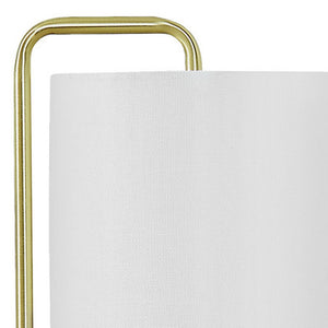 Homeroots 20" Gold And White Marble Round Arched Table Lamp With Ivory Drum Shade   545821