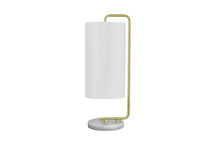 Homeroots 20" Gold And White Marble Round Arched Table Lamp With Ivory Drum Shade   545821