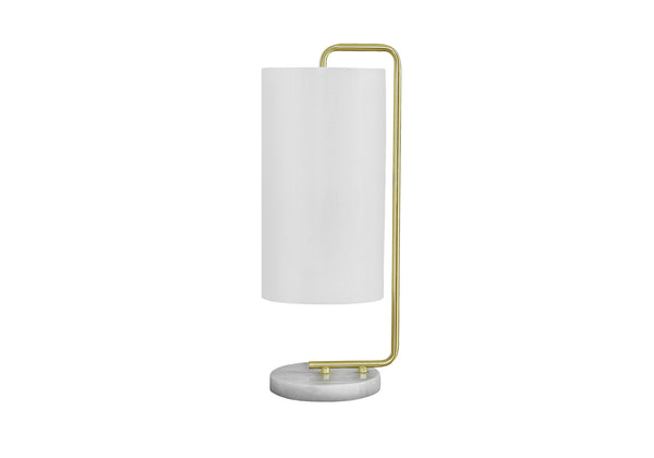 Homeroots 20" Gold And White Marble Round Arched Table Lamp With Ivory Drum Shade   545821