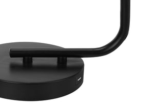 Homeroots 20" Black Metal Round Arched Usb Table Lamp With Clear Drum Shade   545822