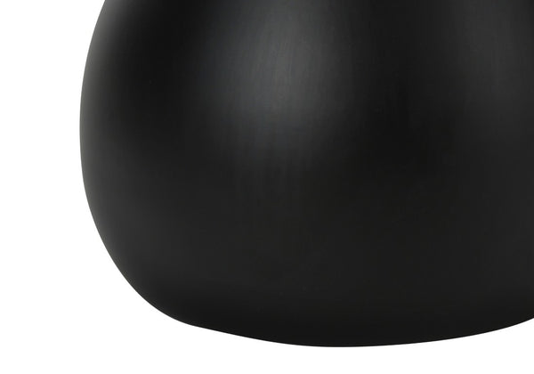 Set of Two Black Metal Round Bedside Lamps Featuring Ivory Drum Shades for Modern Decor