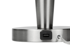 HomeRoots Set of Two 24" Silver Metal USB Table Lamps with Gray Drum Shade - Modern Elegance for Any Space 545825