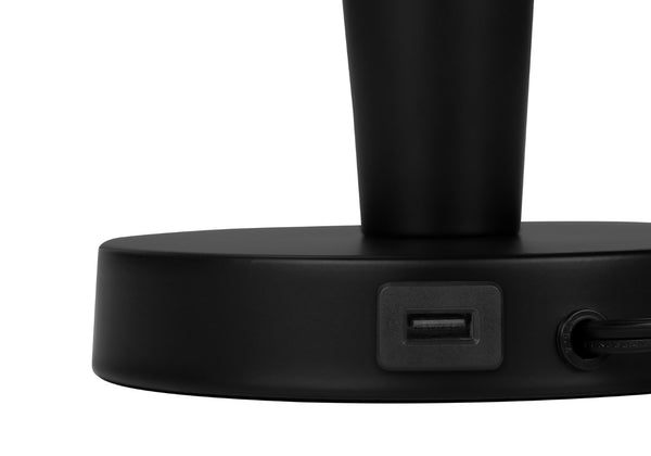 HomeRoots Set of Two 24" Black Metal Candlestick Table Lamps with USB Port & Ivory Shade for Modern Style 545826