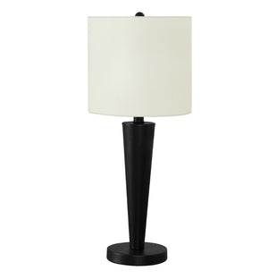 HomeRoots Set of Two 24" Black Metal Candlestick Table Lamps with USB Port & Ivory Shade for Modern Style 545826