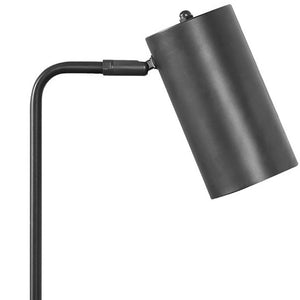 Homeroots 18" Gray Metal Round Usb Table Lamp With Gray Cylinder Shade   545828