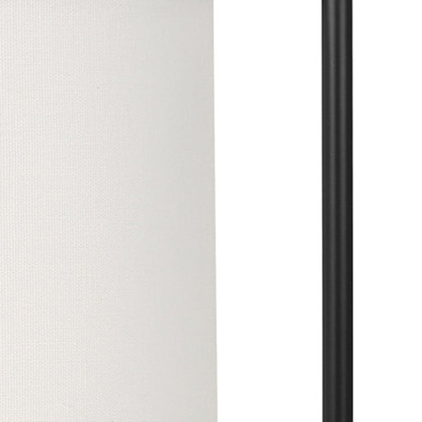 Homeroots 19" Black Metal Round Usb Table Lamp With Ivory Drum Shade   545829