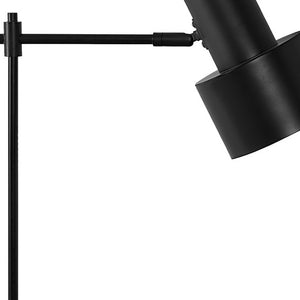 Homeroots 21" Black Metal Round Usb Table Lamp With Black Drum Shade   545830