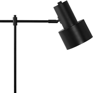 Homeroots 21" Black Metal Round Usb Table Lamp With Black Drum Shade   545830