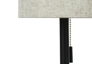 HomeRoots Set of Two 17" Black Metal Candlestick USB Table Lamps with Beige Shade - Perfect for Any Room! 545832