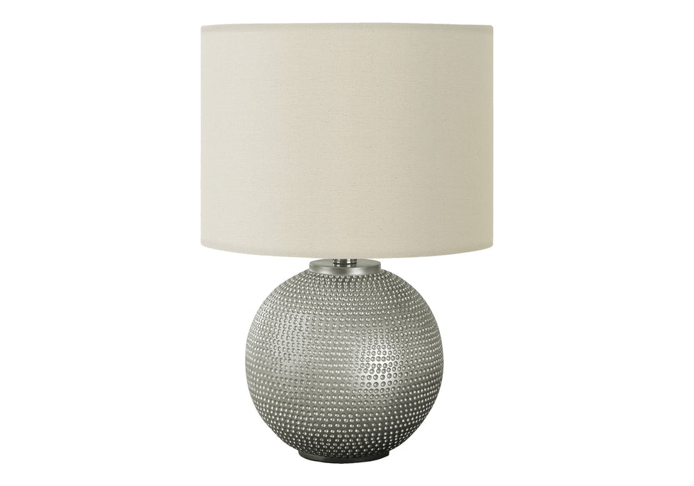 Homeroots 19" Gray Round Table Lamp With Ivory Drum Shade   545833