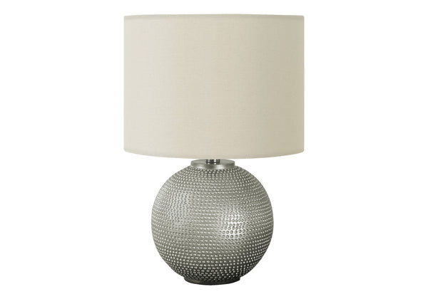 Homeroots 19" Gray Round Table Lamp With Ivory Drum Shade   545833