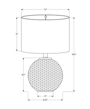 HomeRoots 19" Gray Round Table Lamp - Stylish Ivory Drum Shade, Smart Bulb Compatible, Perfect for Any Room 545833