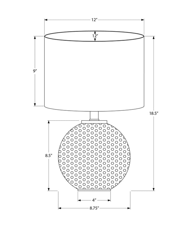 HomeRoots 19" Gray Round Table Lamp - Stylish Ivory Drum Shade, Smart Bulb Compatible, Perfect for Any Room 545833