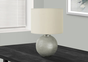 Homeroots 19" Gray Round Table Lamp With Ivory Drum Shade   545833