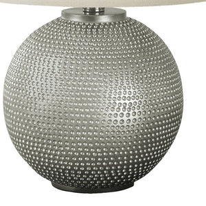 Homeroots 19" Gray Round Table Lamp With Ivory Drum Shade   545833