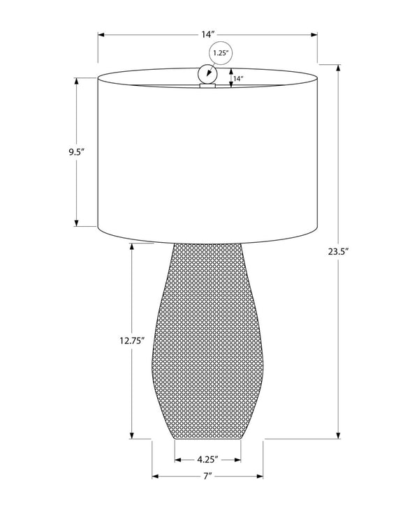 HomeRoots 24" Gray Table Lamp with Ivory Drum Shade - Modern Design for Soothing Ambiance & Versatile Style 545834
