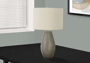 Homeroots 24" Gray Round Table Lamp With Ivory Drum Shade   545834