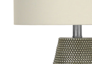 Homeroots 24" Gray Round Table Lamp With Ivory Drum Shade   545834