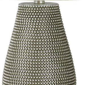 Homeroots 24" Gray Round Table Lamp With Ivory Drum Shade   545834