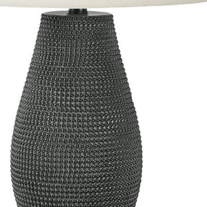 Homeroots 24" Black Round Table Lamp With Ivory Drum Shade   545835