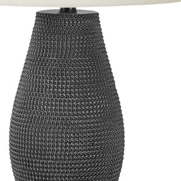 Homeroots 24" Black Round Table Lamp With Ivory Drum Shade   545835