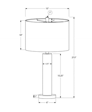 HomeRoots 28" Silver Acrylic Cylinder Table Lamp with Ivory Shade - Modern Illumination for Any Space 545836