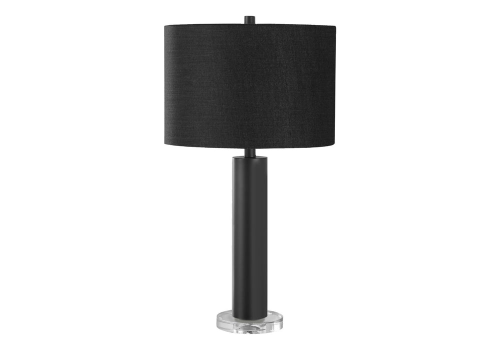HomeRoots 28" Modern Black Metal and Acrylic Table Lamp with Elegant Drum Shade for Ambient Illumination 545837
