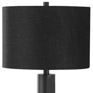 Homeroots 28" Black Metal And Acrylic Cylinder Table Lamp With Black Drum Shade   545837
