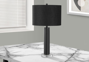 Homeroots 28" Black Metal And Acrylic Cylinder Table Lamp With Black Drum Shade   545837