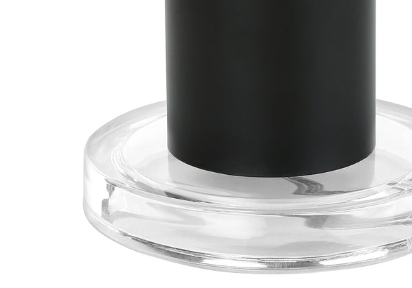 Homeroots 28" Black Metal And Acrylic Cylinder Table Lamp With Black Drum Shade   545837