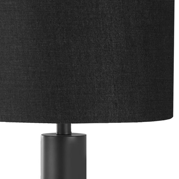 Homeroots 28" Black Metal And Acrylic Cylinder Table Lamp With Black Drum Shade   545837