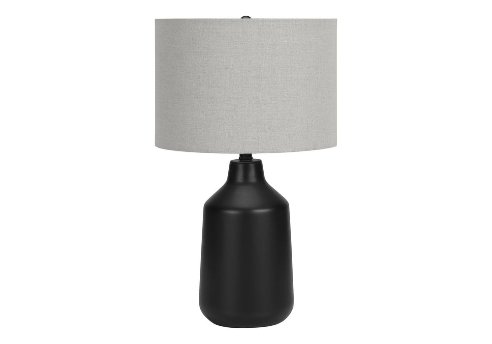 Homeroots 24" Black Concrete Urn Table Lamp With Gray Drum Shade   545839