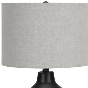 Homeroots 24" Black Concrete Urn Table Lamp With Gray Drum Shade   545839