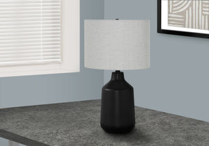 Homeroots 24" Black Concrete Urn Table Lamp With Gray Drum Shade   545839