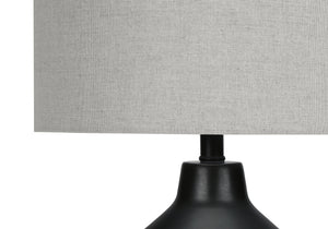Homeroots 24" Black Concrete Urn Table Lamp With Gray Drum Shade   545839