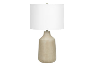 Homeroots 24" Beige Concrete Urn Table Lamp With Ivory Drum Shade   545840