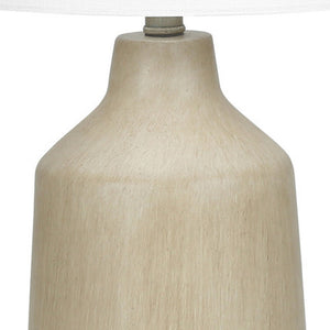 Homeroots 24" Beige Concrete Urn Table Lamp With Ivory Drum Shade   545840