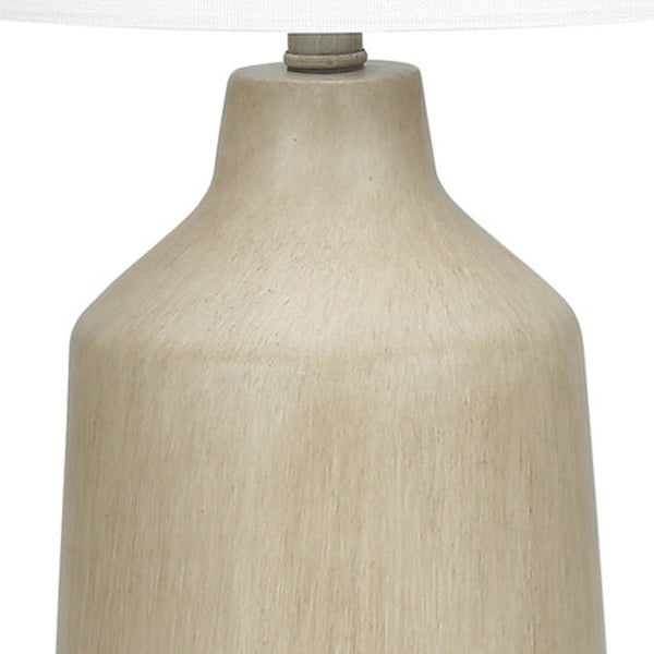 Homeroots 24" Beige Concrete Urn Table Lamp With Ivory Drum Shade   545840