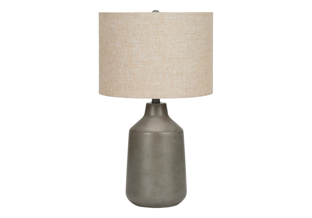 Homeroots 24" Gray Concrete Urn Table Lamp With Beige Drum Shade   545841