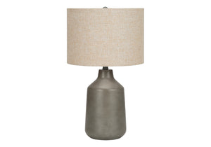 Homeroots 24" Gray Concrete Urn Table Lamp With Beige Drum Shade   545841