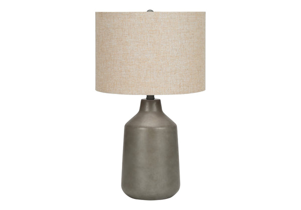 Homeroots 24" Gray Concrete Urn Table Lamp With Beige Drum Shade   545841